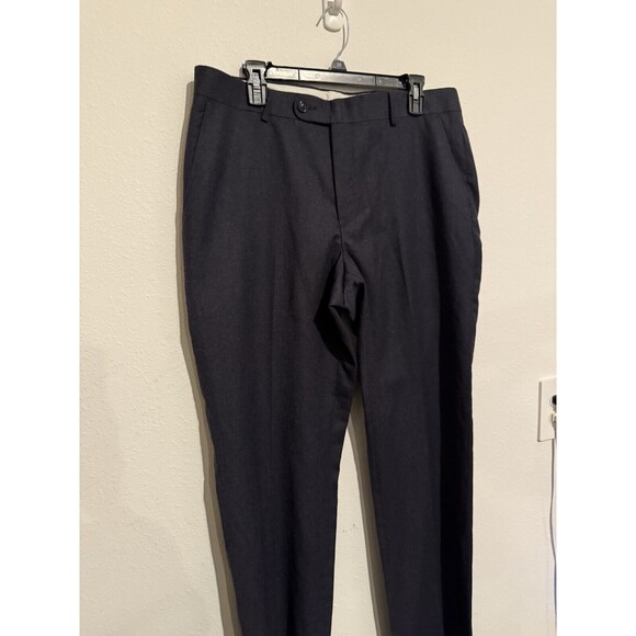 Saks Fifth Avenue Dress Pants 36 Blue Gray Mens Wool Cashmere Straight Unhemmed - Picture 1 of 13